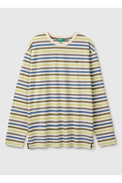 Beige Boy's Striped T-Shirt 226A35Nuc10Uh901-Ej_T-Shirt