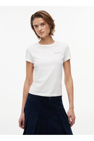 White Women's Bisilet Collar Printed T-Shirt Dw0Dw23479Ybl