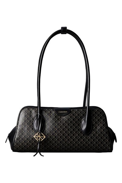 Black Women's Shoulder Bag EMBLEM TRIO AOP SHOULDER BAG