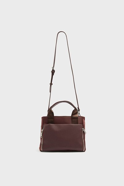 Burgundy Zipper Detailed Shoulder Bag