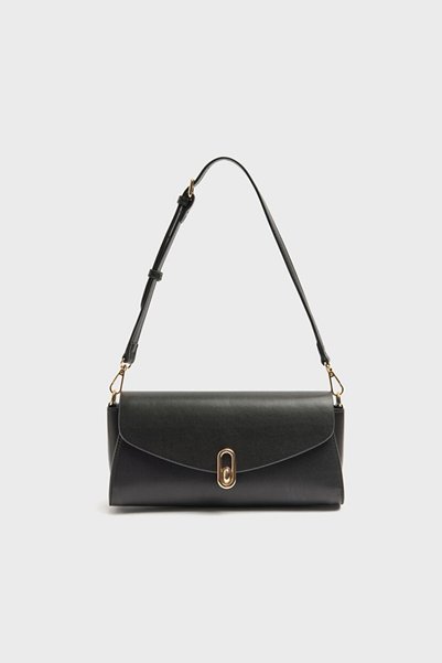 Black Buckle Detail Shoulder Bag