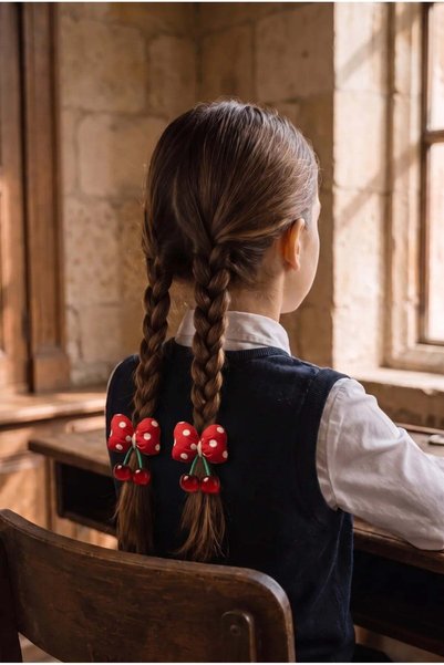 Pair of Red Buckles with Cherry Charms