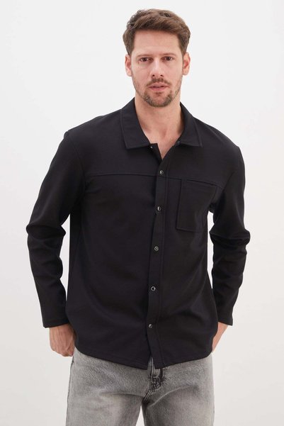 Snap Fastener Single Pocket Shirt