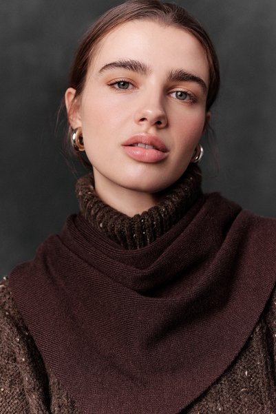 Soft Textured Triangle Scarf Brown