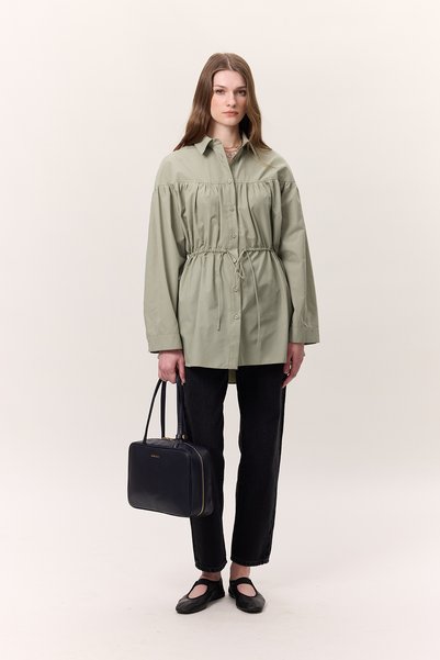 Tunic with Ruched Tie-Up Detail Green