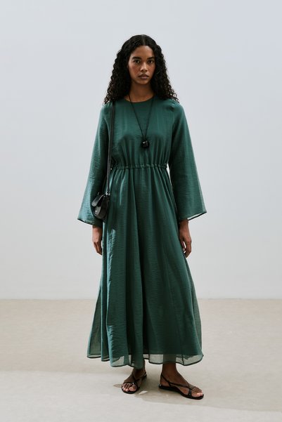 Long Dress with Adjustable Waist Green