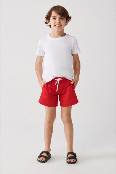 Men's Red Quick Dry Baggy Kids Relaxed Fit Swim Shorts A31Y3810