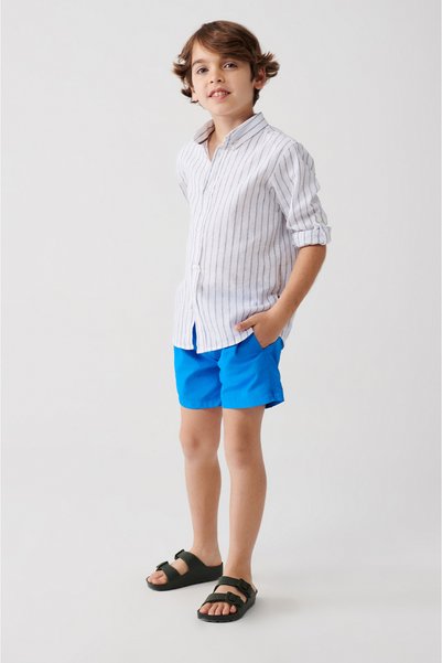 Men's Cobalt blue Quick Dry Bagged Kids' Relaxed Fit Swim Shorts A31Y3810