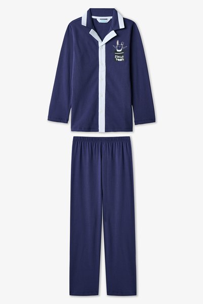 Indigo Boy's Suprise Long Sleeve Button Cotton Pajama Set