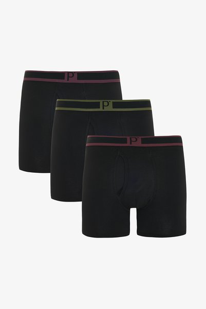 Men's Cotton 3-Piece Black Multicolor Boxer