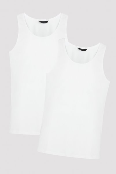 Men's White Thick Strap 2-Piece Undershirt