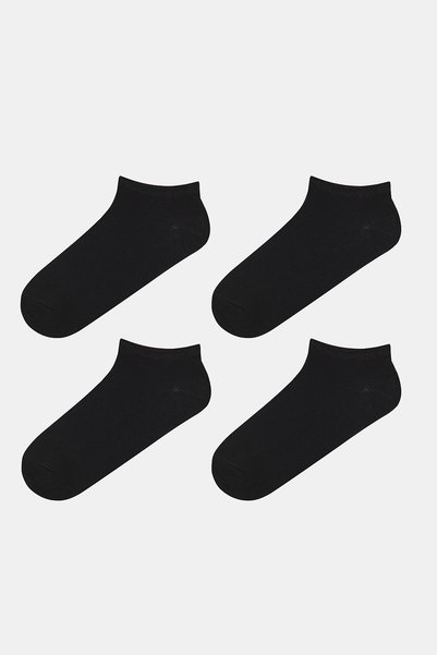 4 Pairs of Cotton Black Bootie Socks