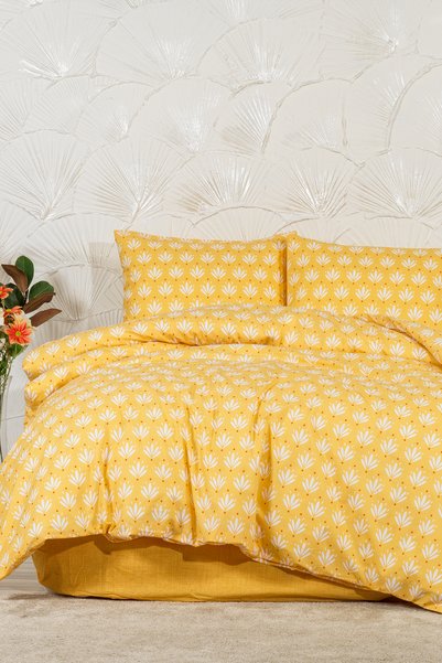 Riva Duvet Cover Set Single Fitted Sheet (160X220 cm) Yellow