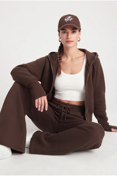 Women's Soren Brown Top and Bottom Tracksuit Set