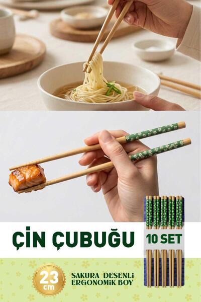 10 Pairs of Patterned Bamboo Chopsticks Set – Reusable