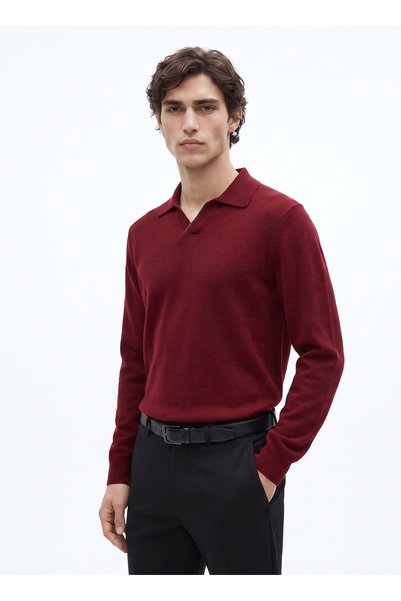 Red Men's Slim Fit Knitwear Sweater F6Wm-Kzk 2023