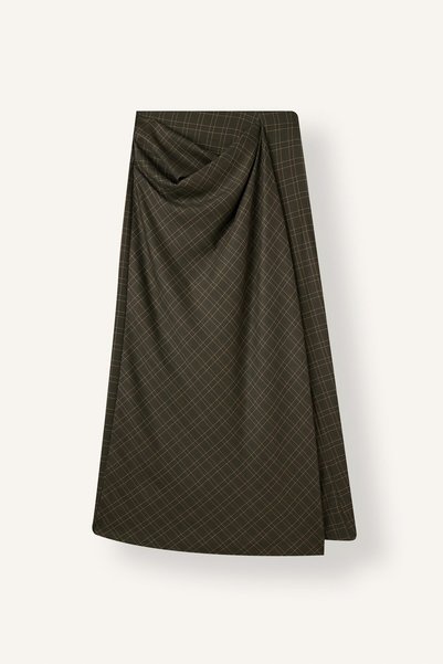 Regular Fit Drape Detailed Checkered Regular Waist Skirt I3597Ax26Wn