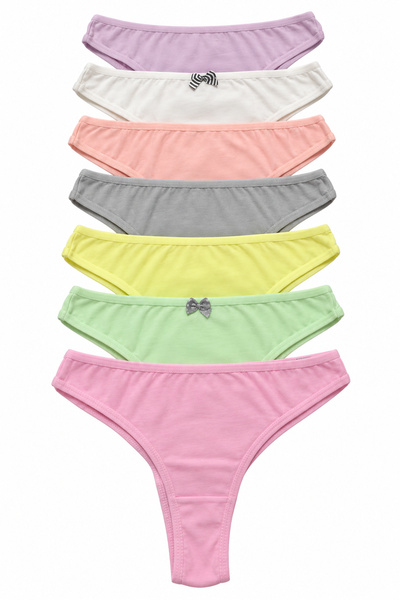 Women's Panties Brazillian Thong 7 Pack Lycra Cotton Lycra