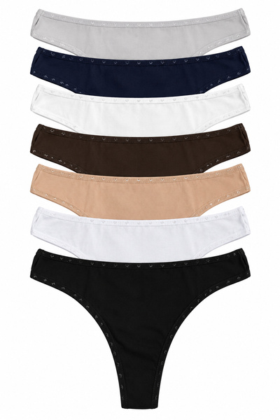 Women's Panties Thong String 7 Pack Lycra Cotton