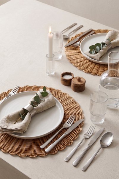 2-Piece Rattan American Service Set 35 cm Supla Runner Presentation
