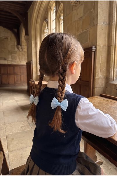 Girl's Tulle Bowknot 2-Piece Rubber Buckle Blue