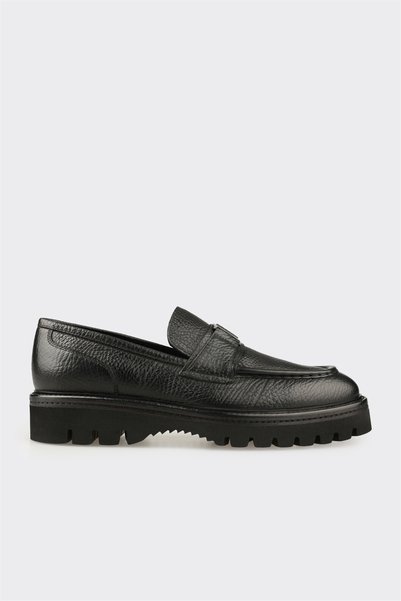Black Leather Men's Classic Loafer