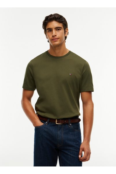 Khaki Men's T-Shirt Mw0Mw37508Mt1_Light Interlock Tee