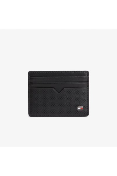 Perforated Patterned Men's Leather Card Holder Black Am0Am14791-Bds