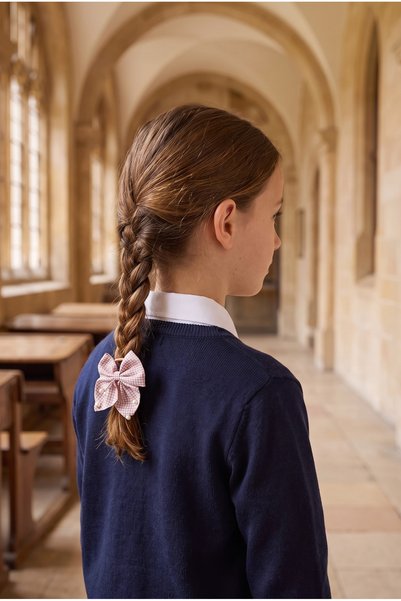 Girl's Beaded Bow Rubber Buckle Dark Pink