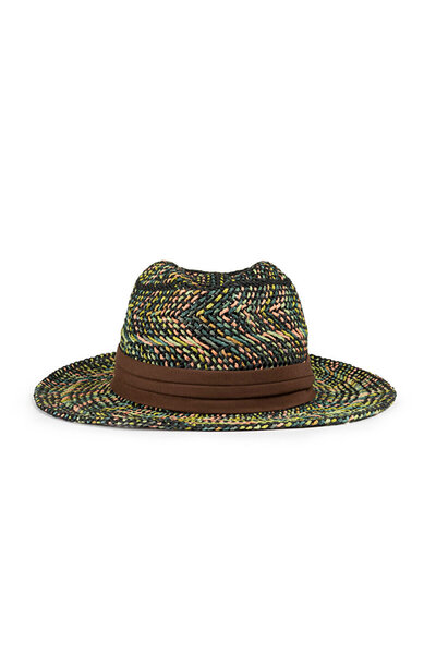 Multi-Colored Hat with Fabric Strip