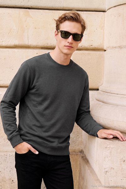 Cotton Ribbed Crew Neck Sweater Men's Sweater 5906102