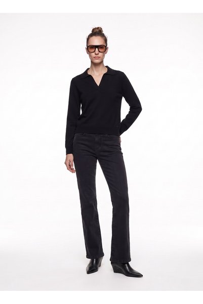 Anthracite Women's Flare Washed Denim Trousers Georgia Skinny Flare15