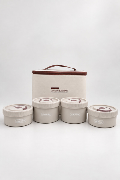 4-Piece Food Storage Container Set with Carrying Bag New Generation Lunch Box – School, Office, and Daily Use Nutrition Set