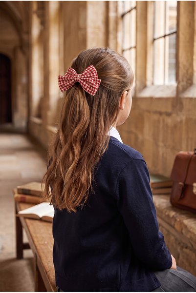 Goose Feet Patterned Elastic Bow Buckle Red