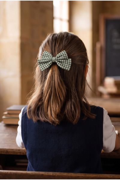 Goose Feet Patterned Elastic Bow Buckle Green