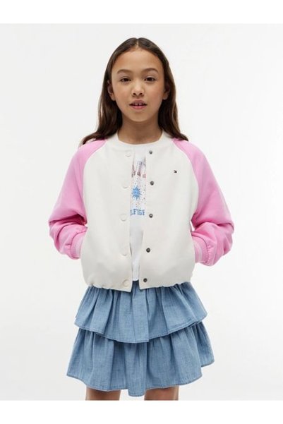Pink Logo Stone Decorated Girls' Sweatshirt