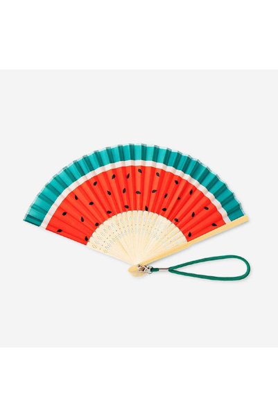 Watermelon Patterned Bamboo Fan