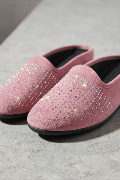 Luxury Women's Daily Slippers with Stone Accessories, Dowry Guest House Slippers