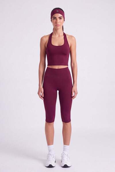 High Waist Kayla Capri Leggings Burgundy