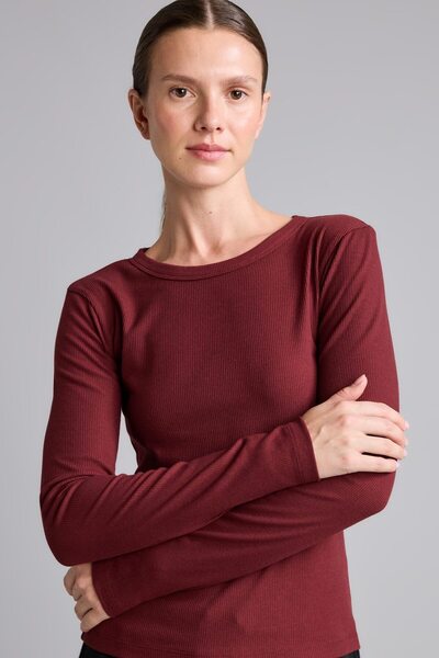 Slim Fit Crew Neck Ribbed Camisole Long Sleeve Basic T-Shirt I4450Ax26Au