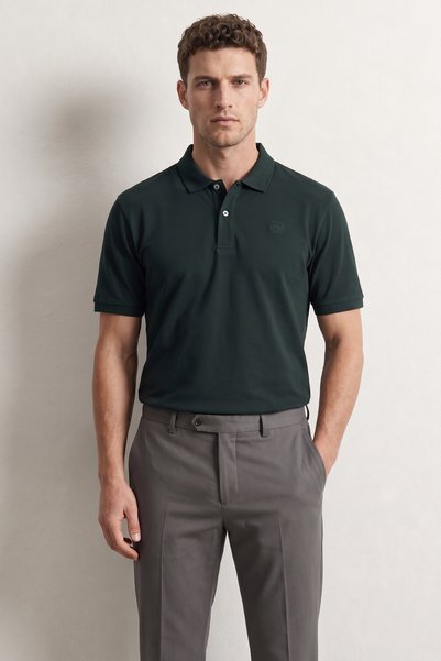 Ds Damat Regular Fit Emerald Green 100% Cotton Long Lasting Non-Curling Polo Collar Embroidered T-Shirt