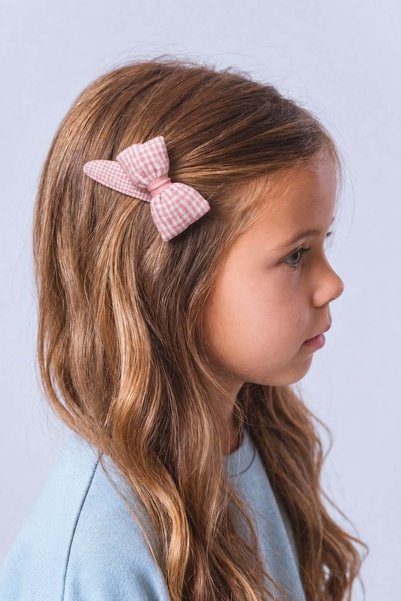 Girl's Goose Feet Patterned Bowknot Hair Clip Pink
