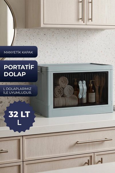 Single Stackable Portable Foldable Multi-Purpose Organizer Cabinet-Kitchen Bathroom Cabinet