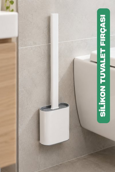 White Silicone Toilet Brush Bendable Silicone WC Toilet Brush