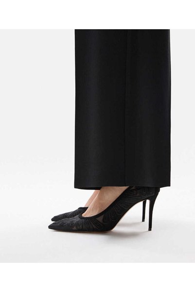Embroidered Pointed Toe Heels
