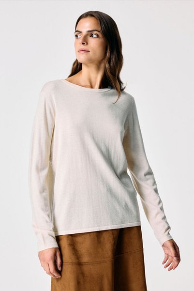 Gold Crew Neck Glittery Wool Sweater