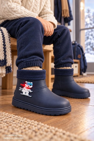 Mely Fur Detailed Unisex Children's Daily Rain and Snow Boots