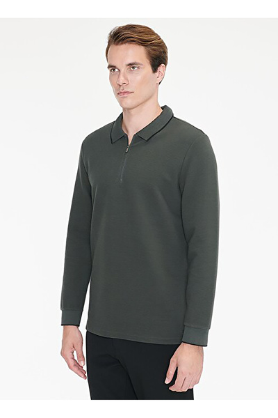 Khaki Men's Jacquard Polo T-Shirt ACE092271049