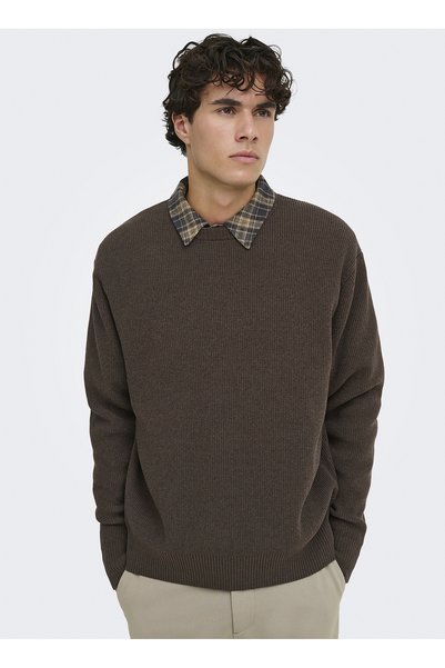 Brown Men's Sweater 22039789 Onsrodger Crew Neck Knit