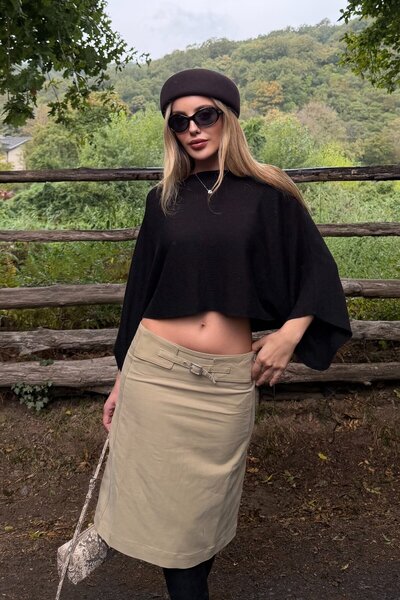 Black Bat Sleeve Knitwear Blouse - 261126